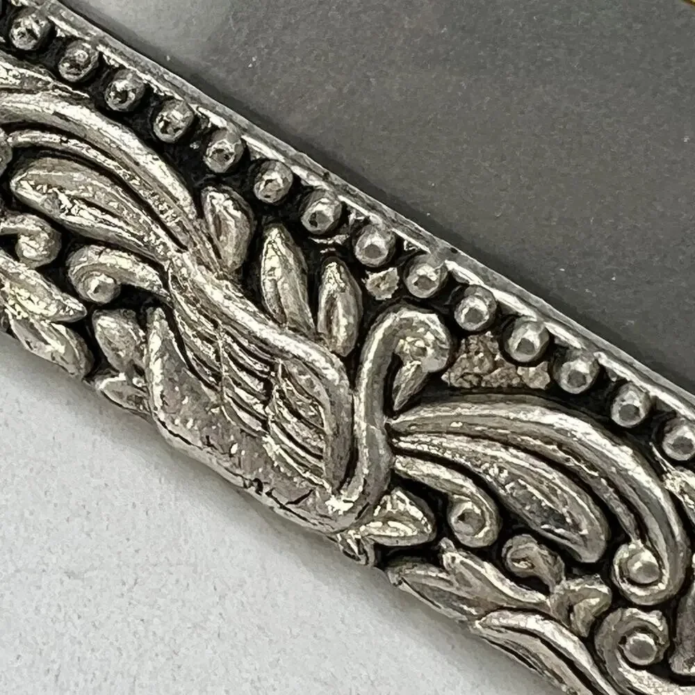 Timeless Treasures Silver Pewter Ornate Repousse Floral Scroll Frame Swan 3.5x5